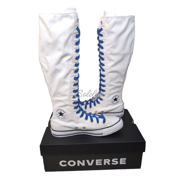 Converse CTAS XXHI Womens 8 White Blue Black Canvas Knee High Sneaker Boot NEW - Picture 10 of 10